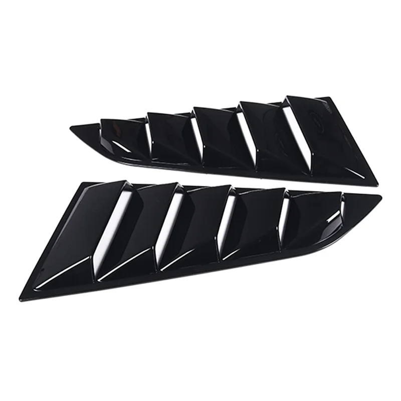 Car Rear Side Window Louvers for Chevrolet Corvette C7 2014-2019 Triangular Window Glass Blinds (Bright Black)