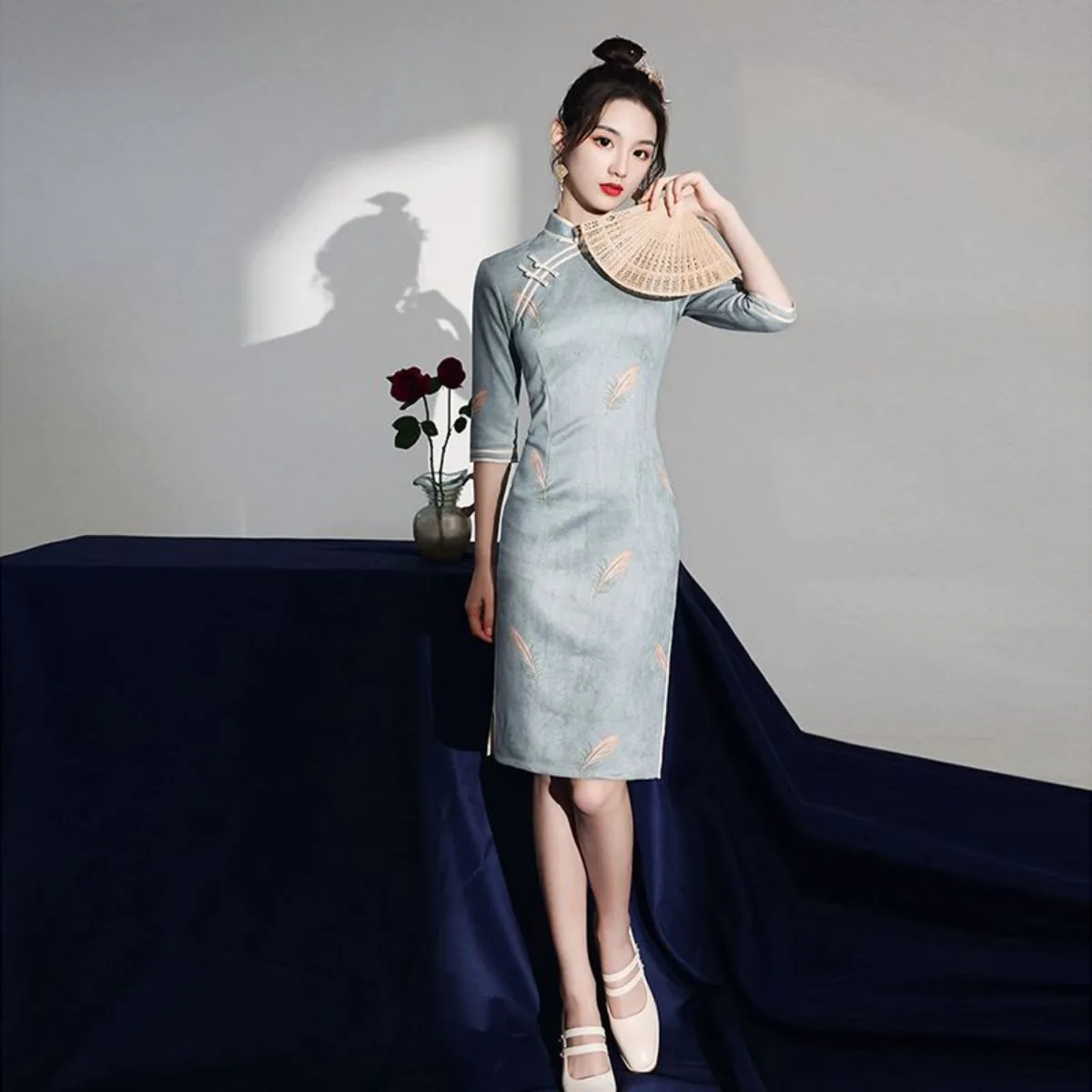 

2025 Guochao Qipao New, Young Girls Chinese Style Dress, Elegant Socialite Slim Fit Gown Chinese Qipao Dress