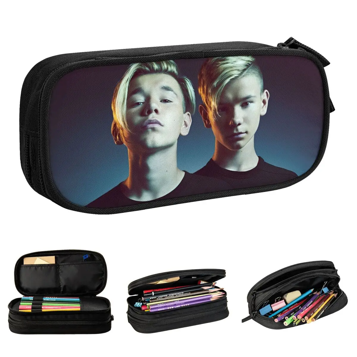 Marcus And Martinus Sweden Pencil Case Fashion Pen Holder Bag Kids Large Storage Office Zipper Pencil Box