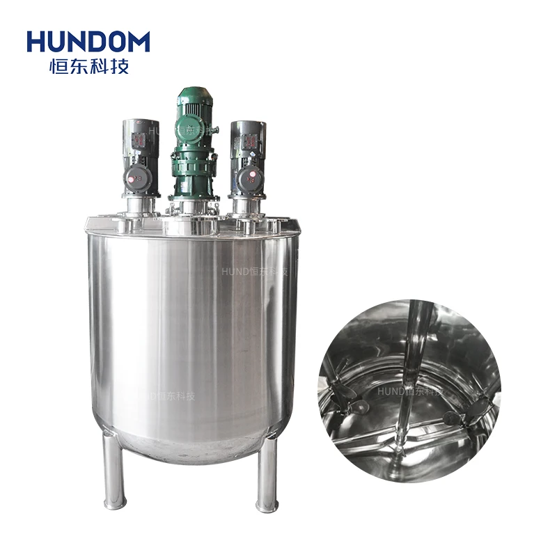 HUNDOM Sus 304 316l single layer three motor mixing tank high quality lithium ion battery slurry homogeneous mixing tank