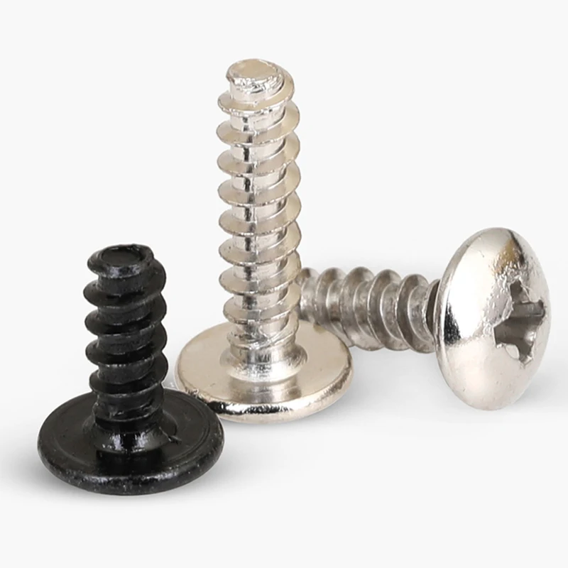 50/ 100pcs M3 M3.5 M4* L Steel Nickel/ Black Zinc Plated Phillips Truss Head (Cross Recessed Mushroom Head) Self Tapping Screw