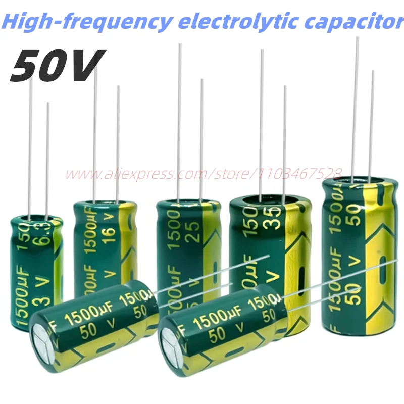 2-20PCS High Frequency Low ESR Aluminum Capacitor 50V 0.1UF 0.22UF 1UF 3.3UF 10UF 33UF 100UF 220UF 470UF 1000UF 3300UF 6800UF
