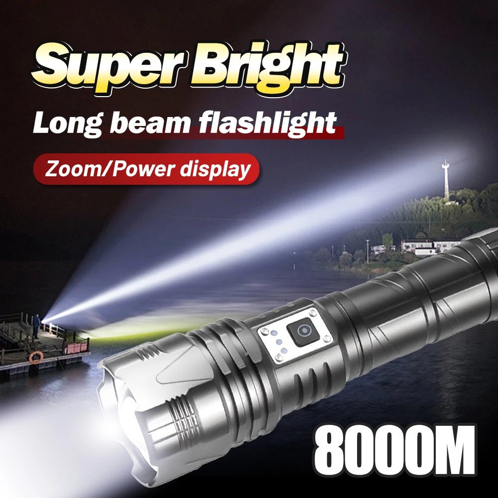 High Quality High Power XHP160  LED  Flashlight Super Bright Rechargeable Portable Outdoor Emergency Camping Lantern