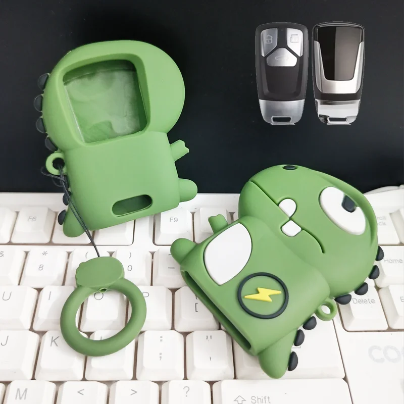 

Dinosaur Silicone for Audi TT RS 2016 A4 A5 A4L S4 RS4 S5 RS5 Q5 Q7 Remote Smart Car Key Case Cover Holder Keychain Accessories