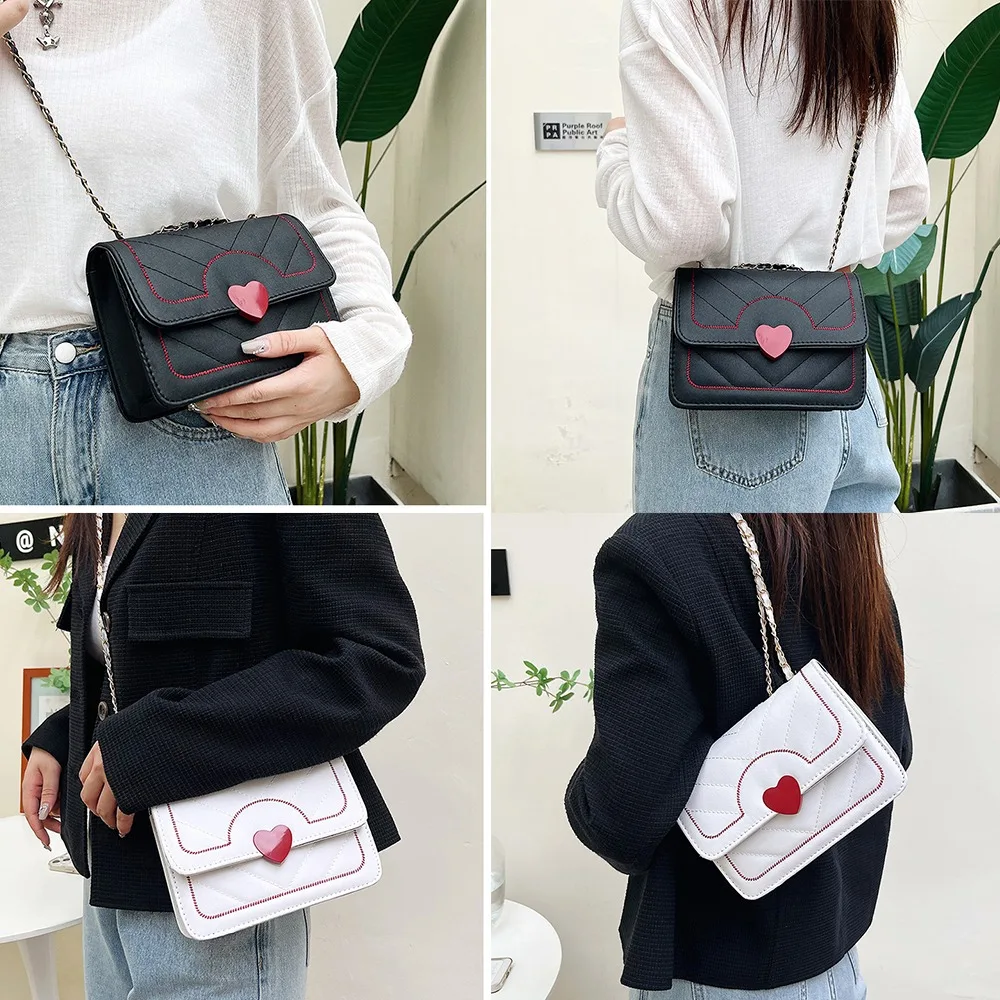 Fashion Female Shoulder Bag Large Capacity Heart Shaped Women Chain Bag Square Crossbody Bag for Women