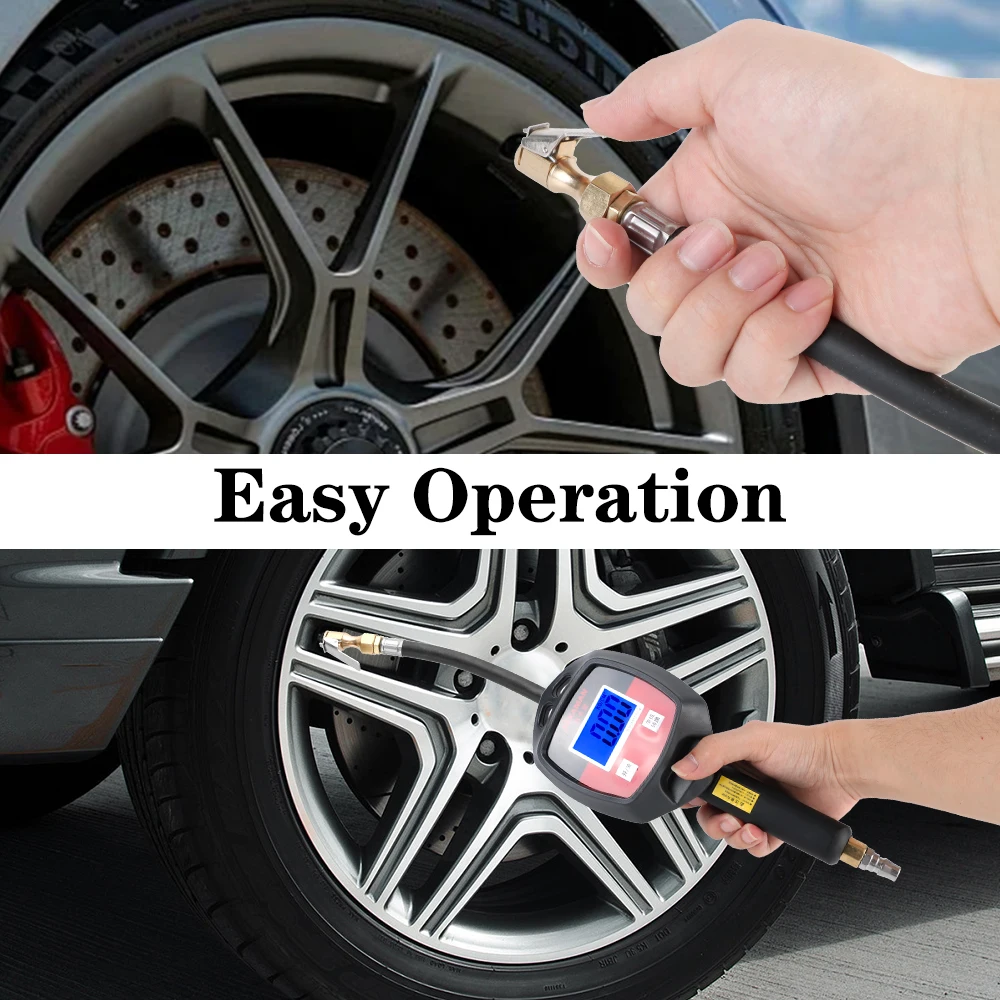 Inflator Pump Tools Car Motorcycle Multifunctional Digital Tire Inflator 0-16Bar Tire Air Pressure Monitoring Gauge Tester