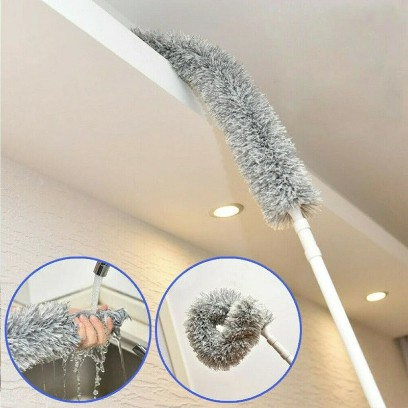 Cobweb Brush Feather Duster Telescopic Handle Cleaning Duster Bendable Telescopic Microfiber Car Brush Duster