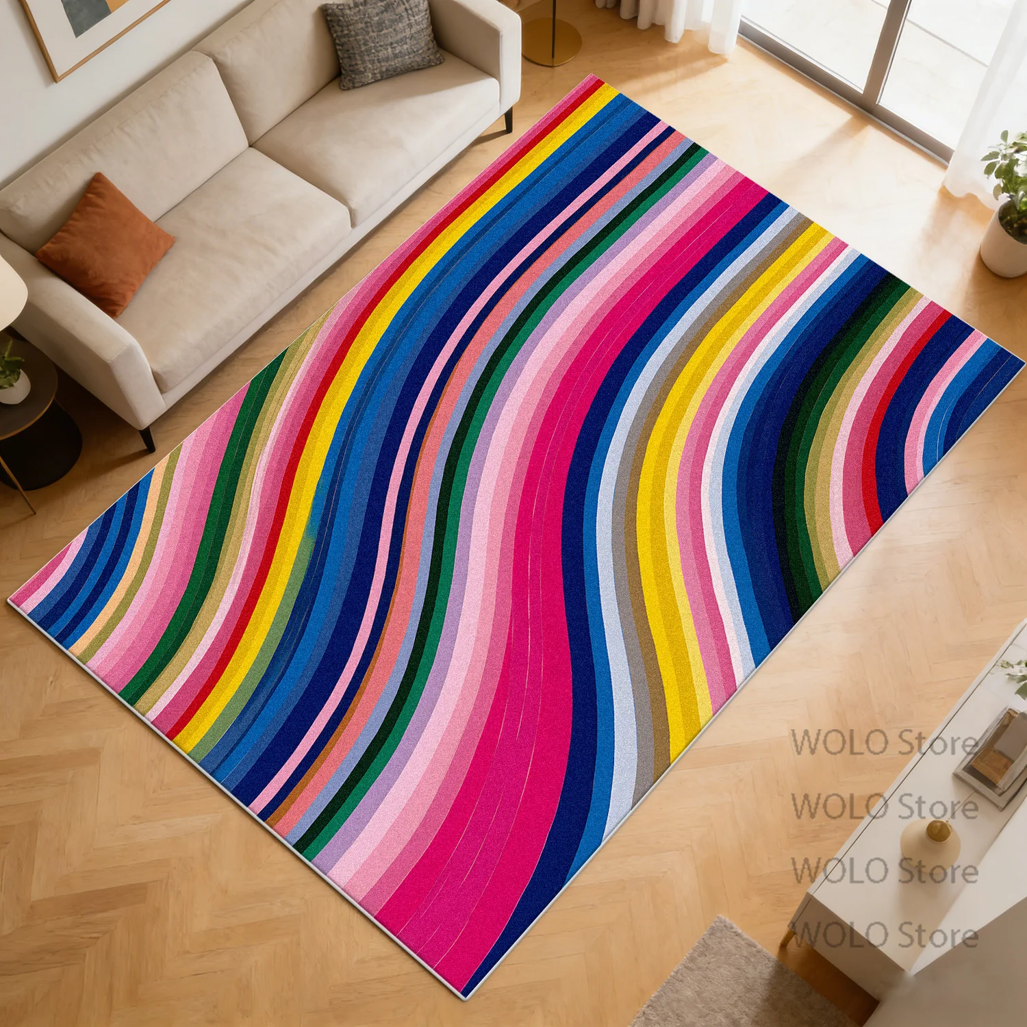 Abstract Multicolour Carpets Bedroom Living Room Easy Care Non-slip Floor Mat Large Area Lounge Customizable Rug Cloakroom