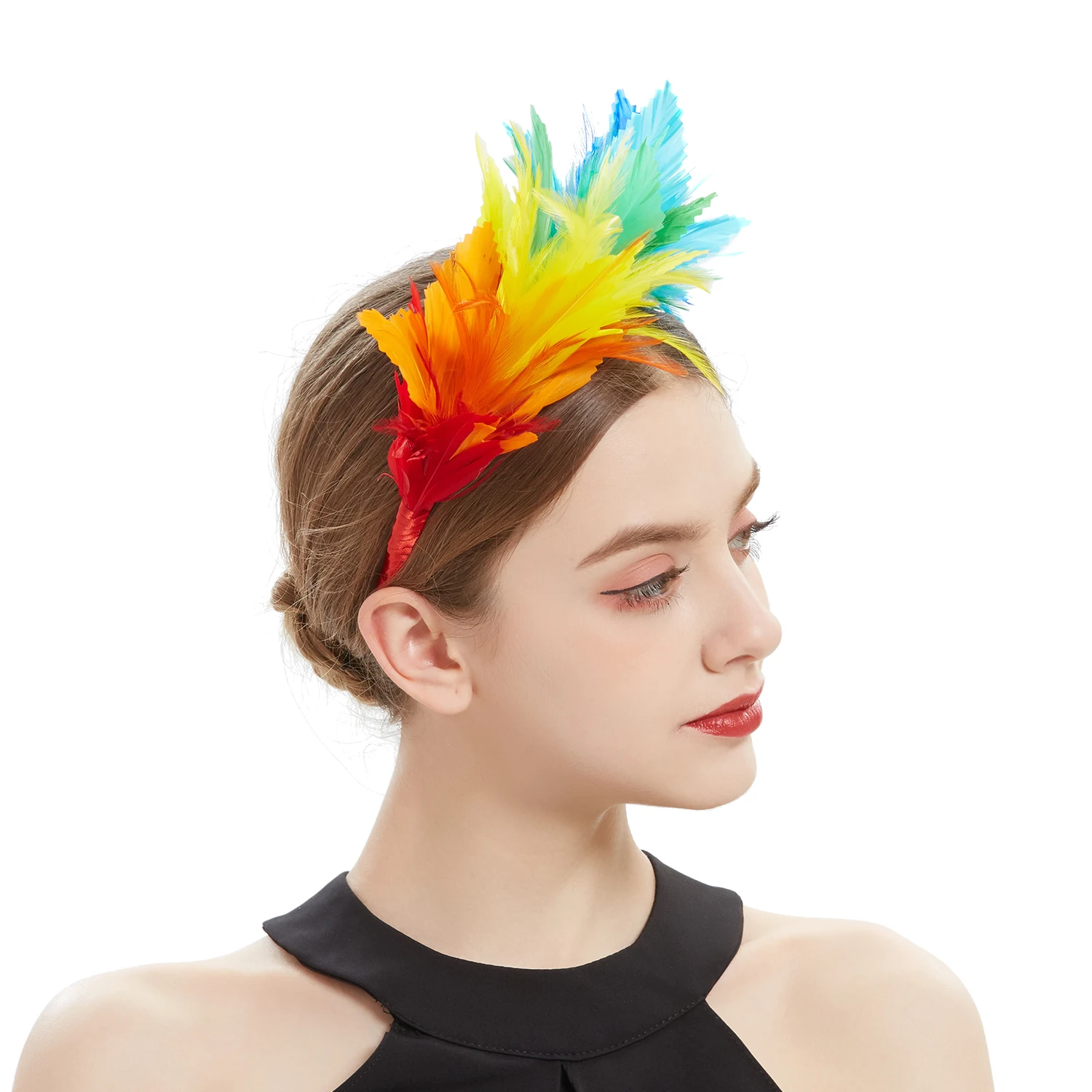 Festa acessórios para o cabelo pena cocar bandana fantasia headpieces fascinator multicolorido premium ornamentos de cabelo feminino