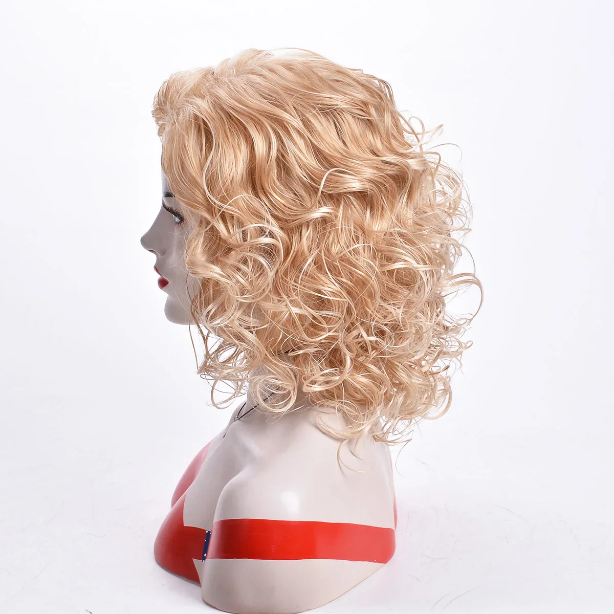 Medium Length Blonde Synthetic Curly Wig for Women Ombre Hairstyle Fluffy Deep Wave Hair Female Heat Resistant Party Wig