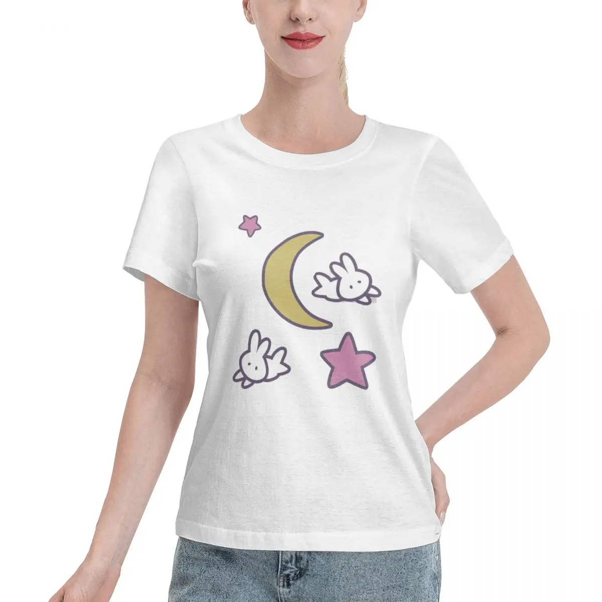 

Sailor The Princess Of Moon_13 Women's T-shirt, Casual Short Sleeve Cotton Blend Crew Neck Tee, Women's Clothing for Outdoor