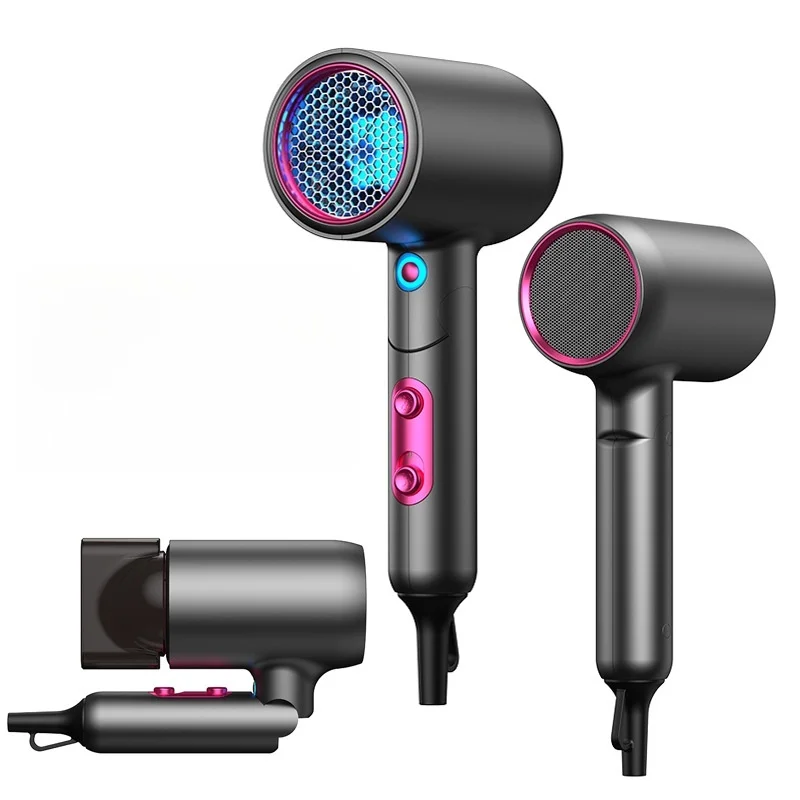 New Product Foldable High Air Volume Hair Dryer 2000W High-Power Fast Drying Blue Light Hair Dryer Eu/Us/Uk/Au