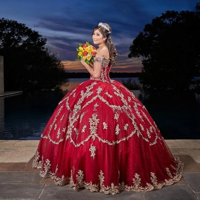 Vestidos De quinceañera rojos De lujo, fiesta De cumpleaños, dulce vestido De princesa 16 con apliques, desfile, 15 Años, 2024