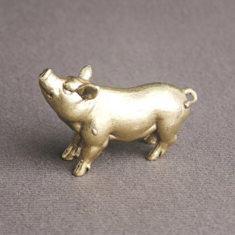 

Brass Zodiac Pig Figurine Vintage Home Decor Collectibles Animal Statue Retro Ornament Miniature Tabletop Adornment