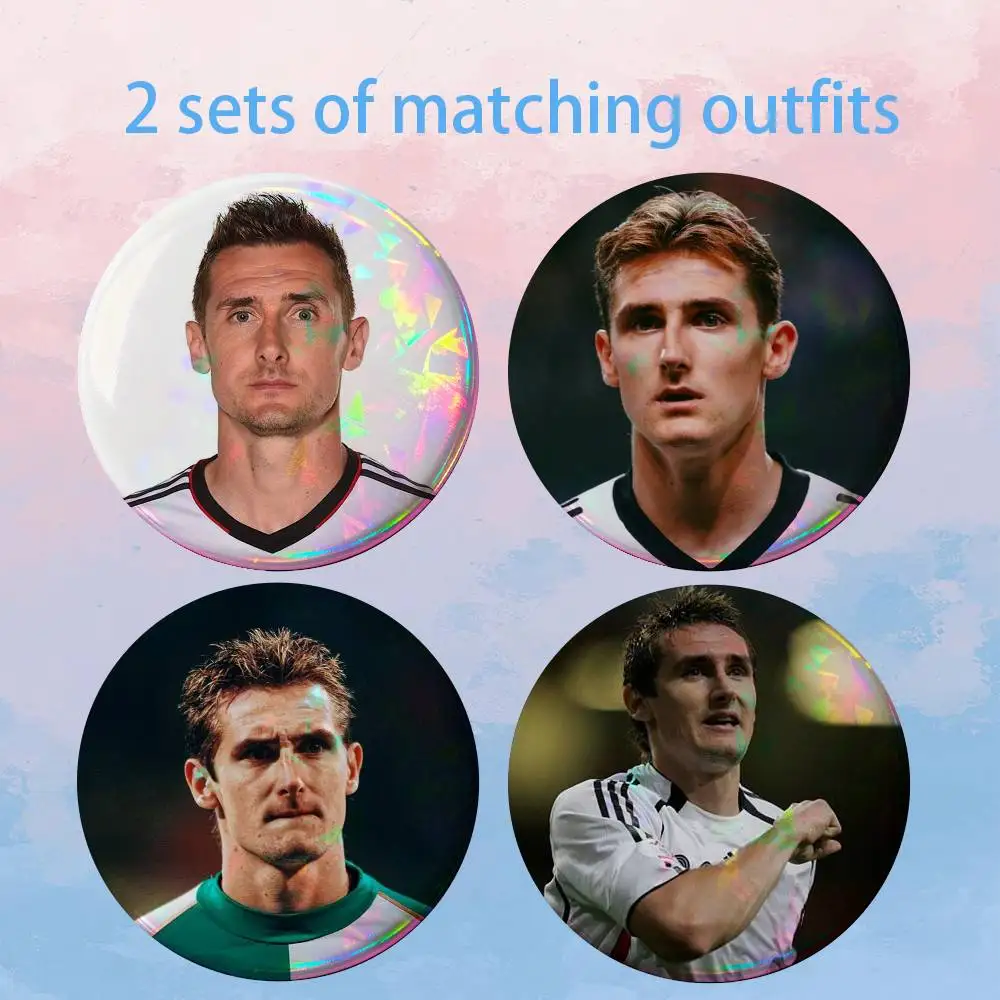 M-Miroslav K-Klose German 2 piece set Pins Creativity Printed Pictures Text Metal Lapel Badges Brooches Jewelry Gift