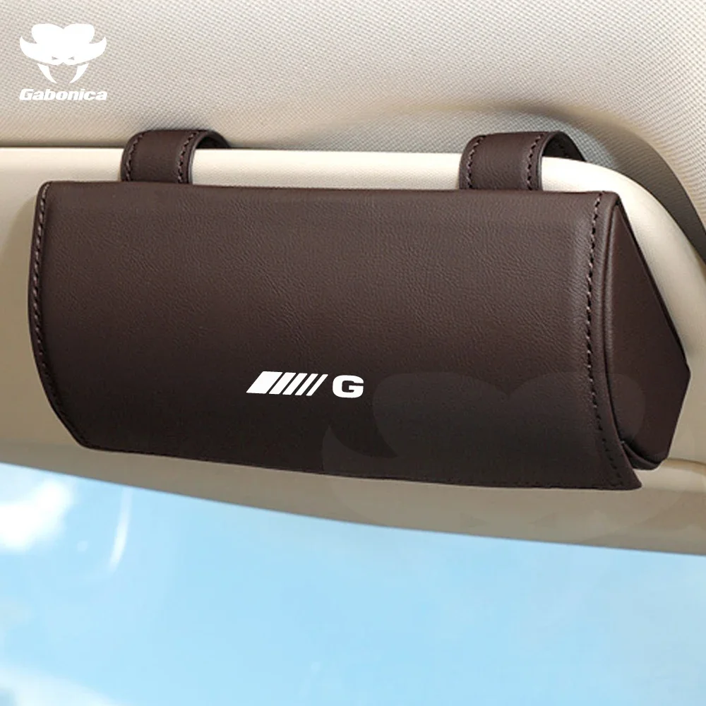 Estuche con soporte para gafas de coche, caja de almacenamiento de cuero para Mercedes Benz G, accesorios para automóviles, bolsillos