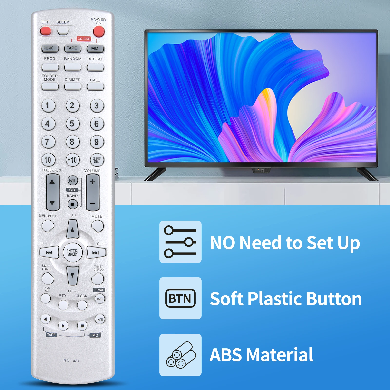 NEW RC-1034 RC1034 for Denon RCD-M33S RCD-M33 RCD-CX1 Dra F102DAB RCD-M35DAB UD-M30 DRR-M30 AV Receiver remote control
