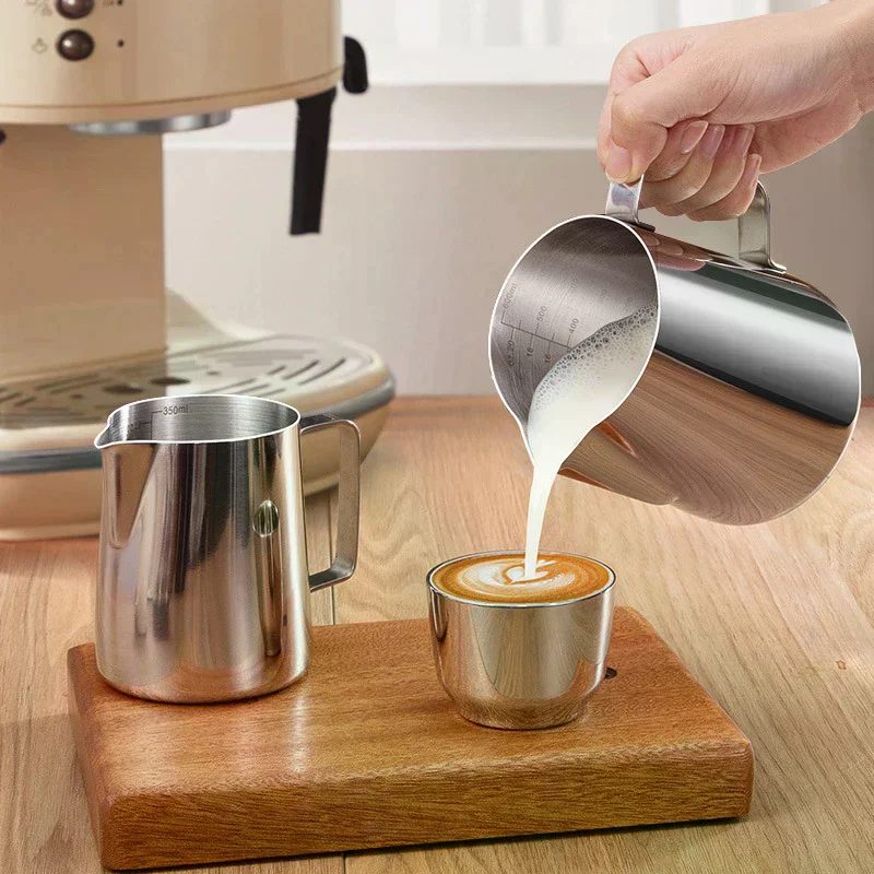 150/250/350/600ml Milk Jugs With Laser Scale Fashion Stainless Steel Retro Milk Craft Milk Frothing Pitcher Coffee Mug Cup