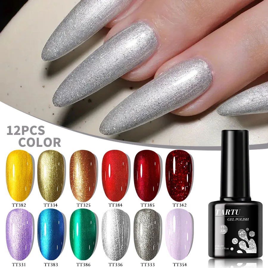 Cat Eye Gel-Nagellack-Set, 12 Stück, nackt, rosa, rot, blau, grün, braun, schwarz, Nagelgel, 12 Farben, semipermanentes Gel-Nagellack-Set, oben
