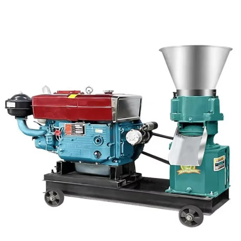 Máquina de pellets de alimentación diésel Máquina para fabricar palés Pelletizador de alimento pequeño Pienso de pellets