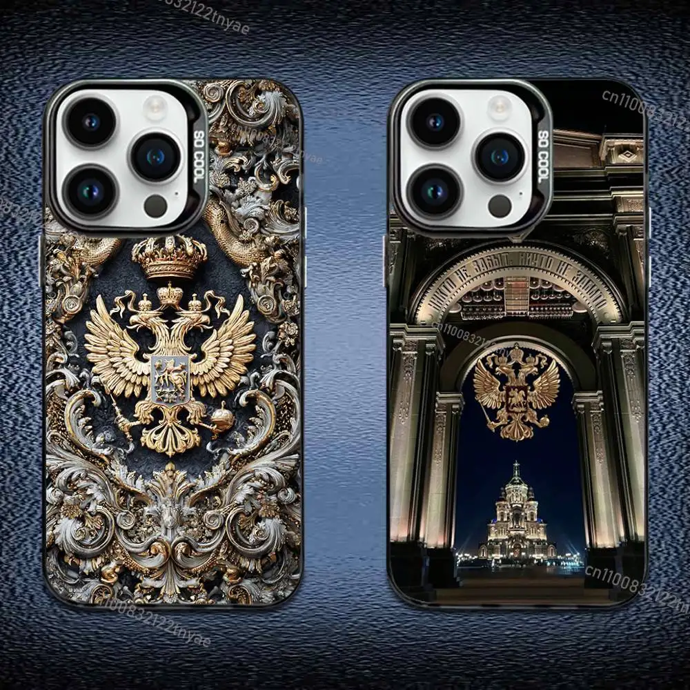 

Russia Flag national emblem Phone Case IMD For IPhone 17,16,15,14,13,12,11 Pro Max Plus Color Silver Black Cover
