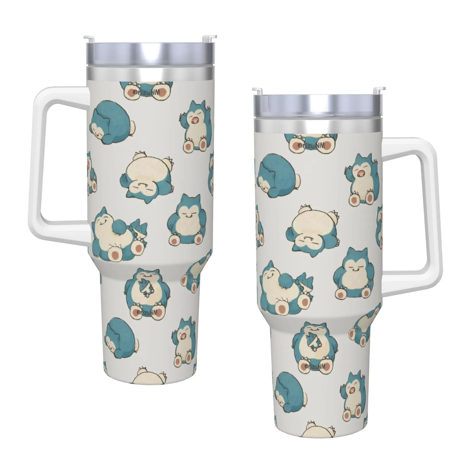 Snorlax More Sleep Please Stainless Steel Tumbler  Thermal Mug With Straws and Lid Large Mugs Cup Cold Drink Water Bottle