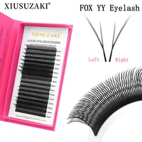XIUSUZAKI-extensiones de pestañas en forma de zorro YY, color negro mate, naturales, doble punta Triple, pestañas postizas YY, volumen prefabricado, pestañas en abanico