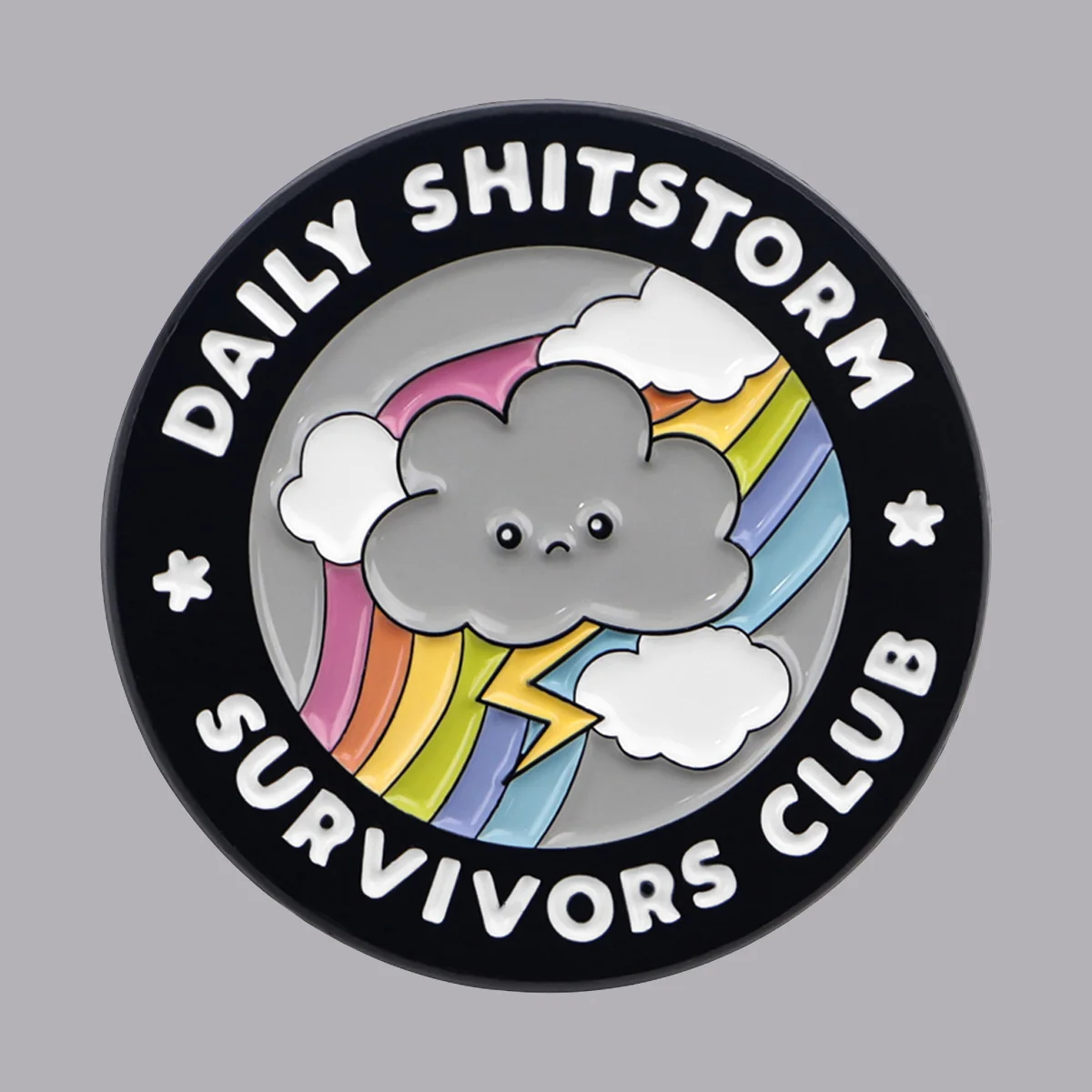 Daily Storm Enamel Pin Survivor Club Brooch Dark Clouds, Rainbow Badge for Jewelry Accessory Gifts