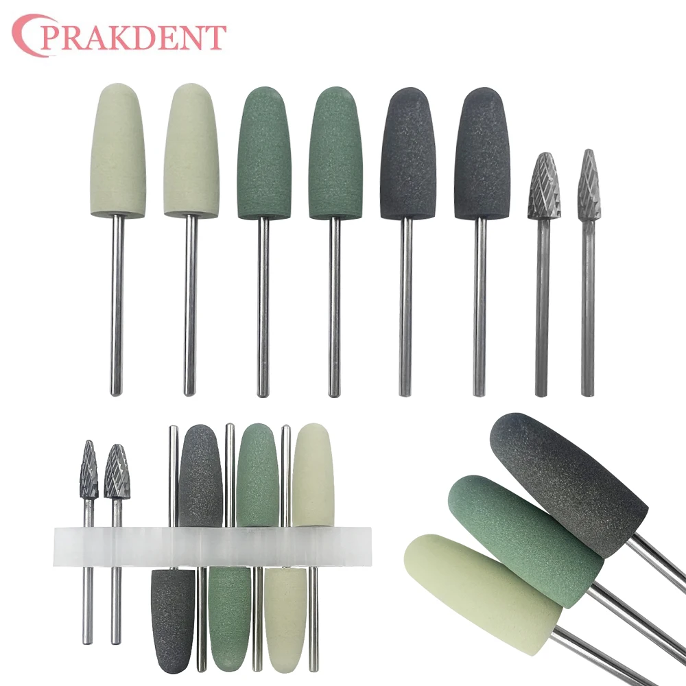 

Dental Composite Polishing Kit Silicone Grinding Heads for Low Speed Handpiece Contra Angle Ceramic Rubber Polishers 8pcs/box