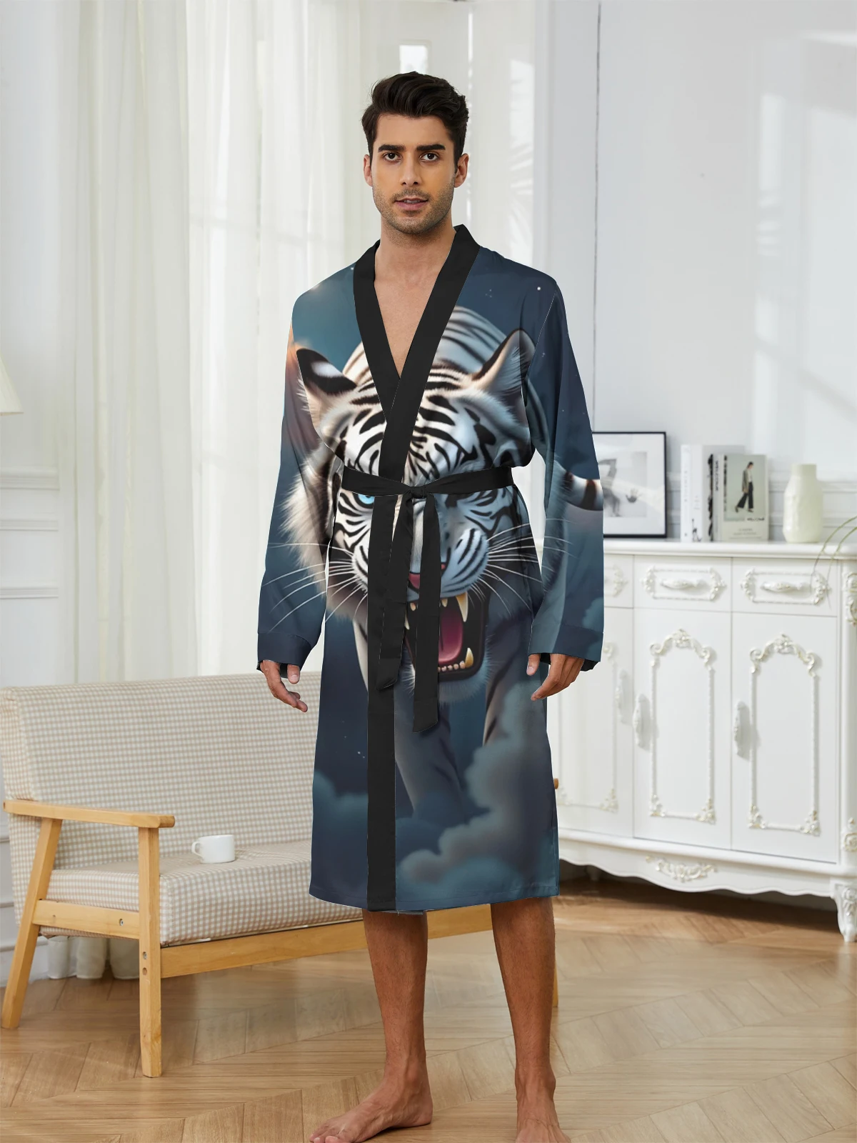 1pcs Men's Robes 2026 Spring/Summer Funny pajamas Breathable Graphic Shower robe 3D Printed sleepwear Sleepwear Robes