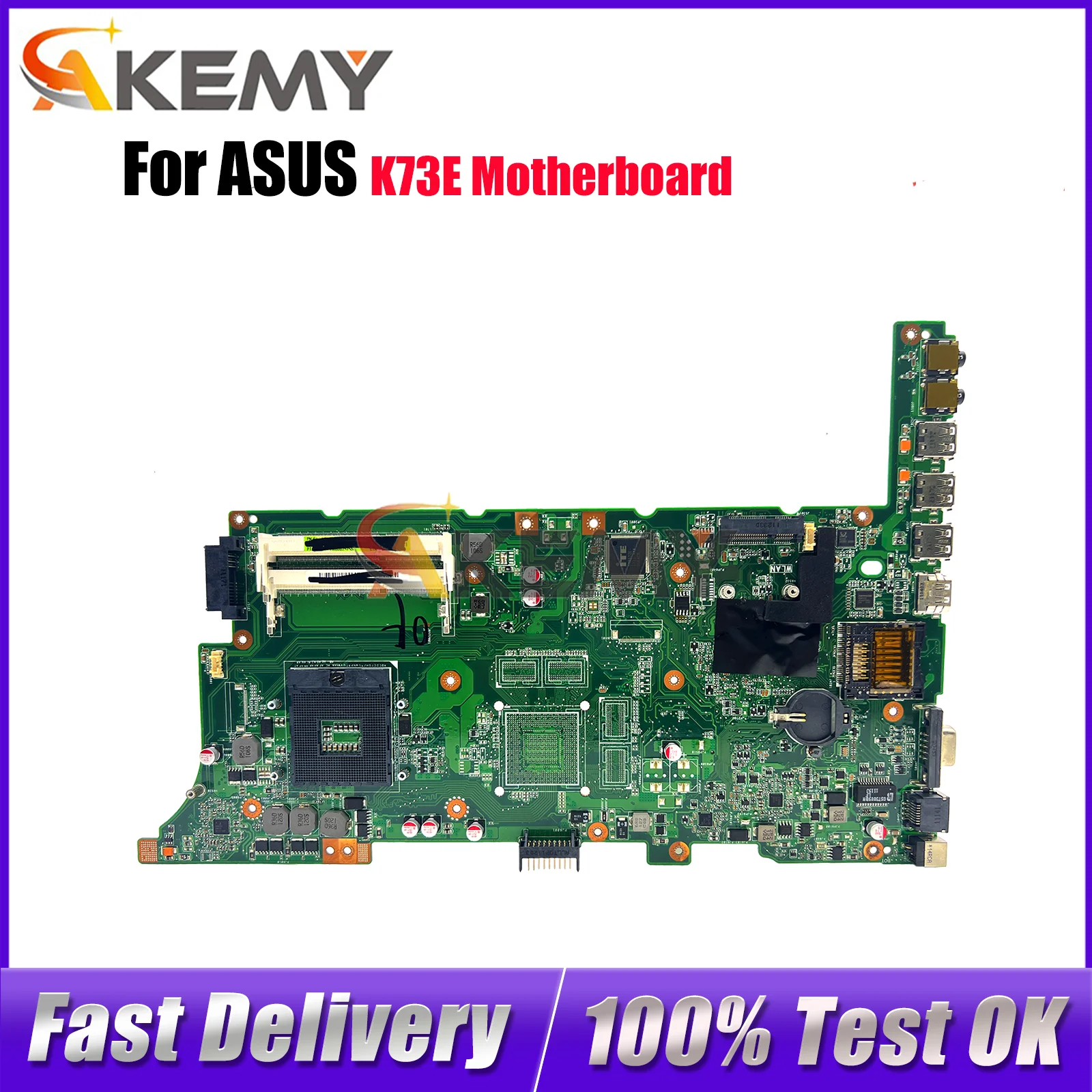 

K73E Laptop Motherboard For ASUS K73E K73E Notebook Mainboard This item is in stock 100% tests OK fast shipping High quality
