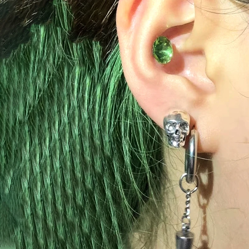 Goth Jewelry Skull Stud Earrings Hip Hop Fashion Charms Geometric Earrings for Women Punk Accessories Earrings