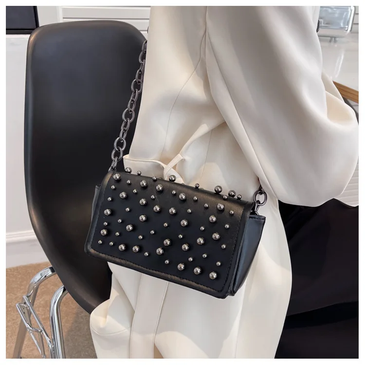 bags for women 2022 new luxury handbags bolso replica Fashion Retro Female Shoulder Bag Messenger bag Rivet chain square bag