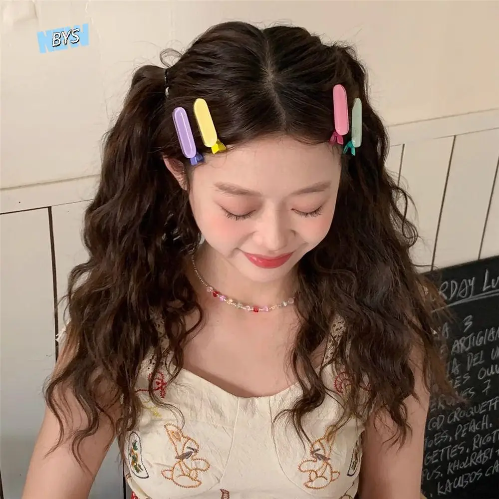 

Temperament Geometric Oval Barrettes Headwear Hair Accessories Jelly Color Hair Clip Hairpin Side Clip Duckbill Clip Kids