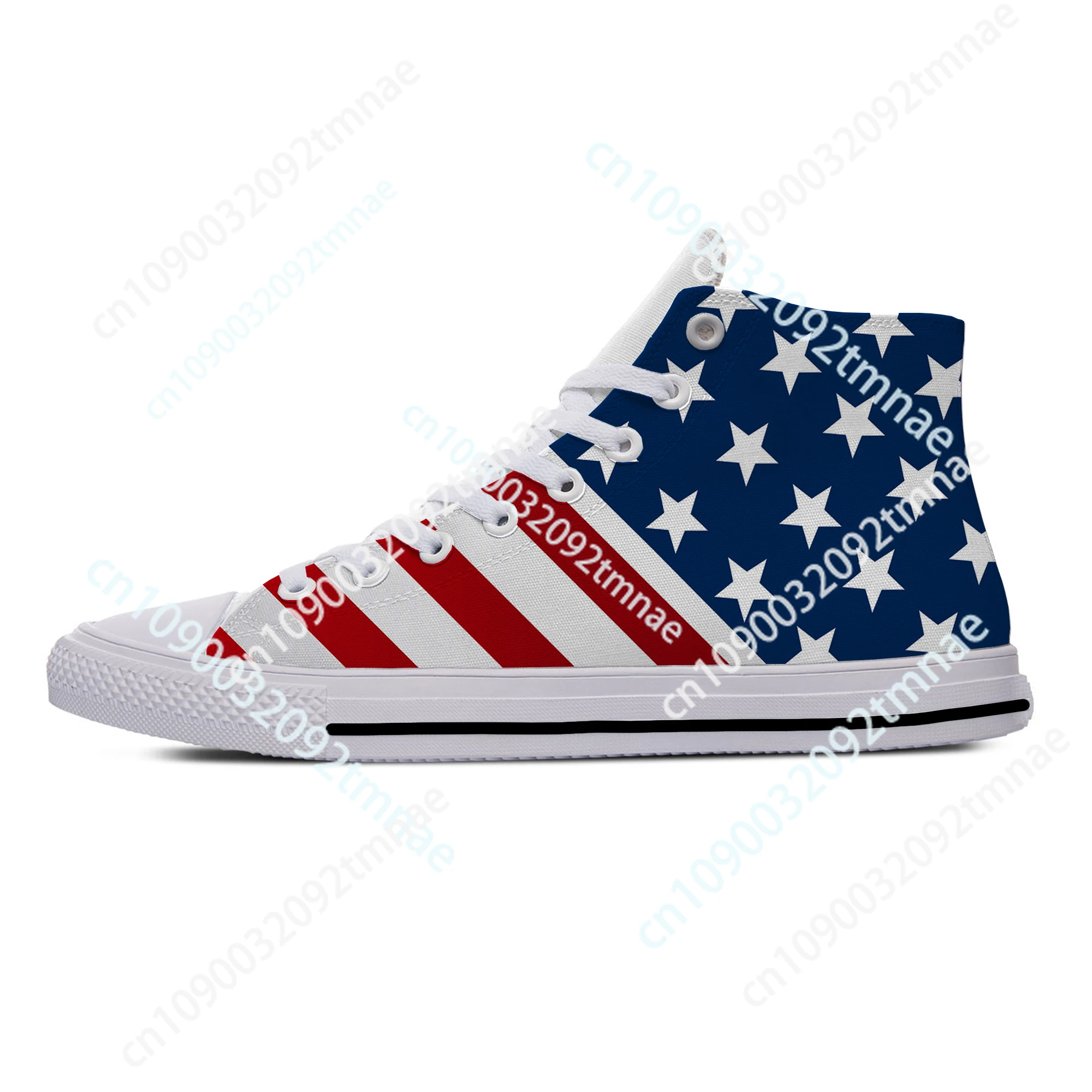 

USA America American Flag Stars Patriotic Pride Casual Cloth Shoes High Top Lightweight Breathable Custom Men Women Sneakers