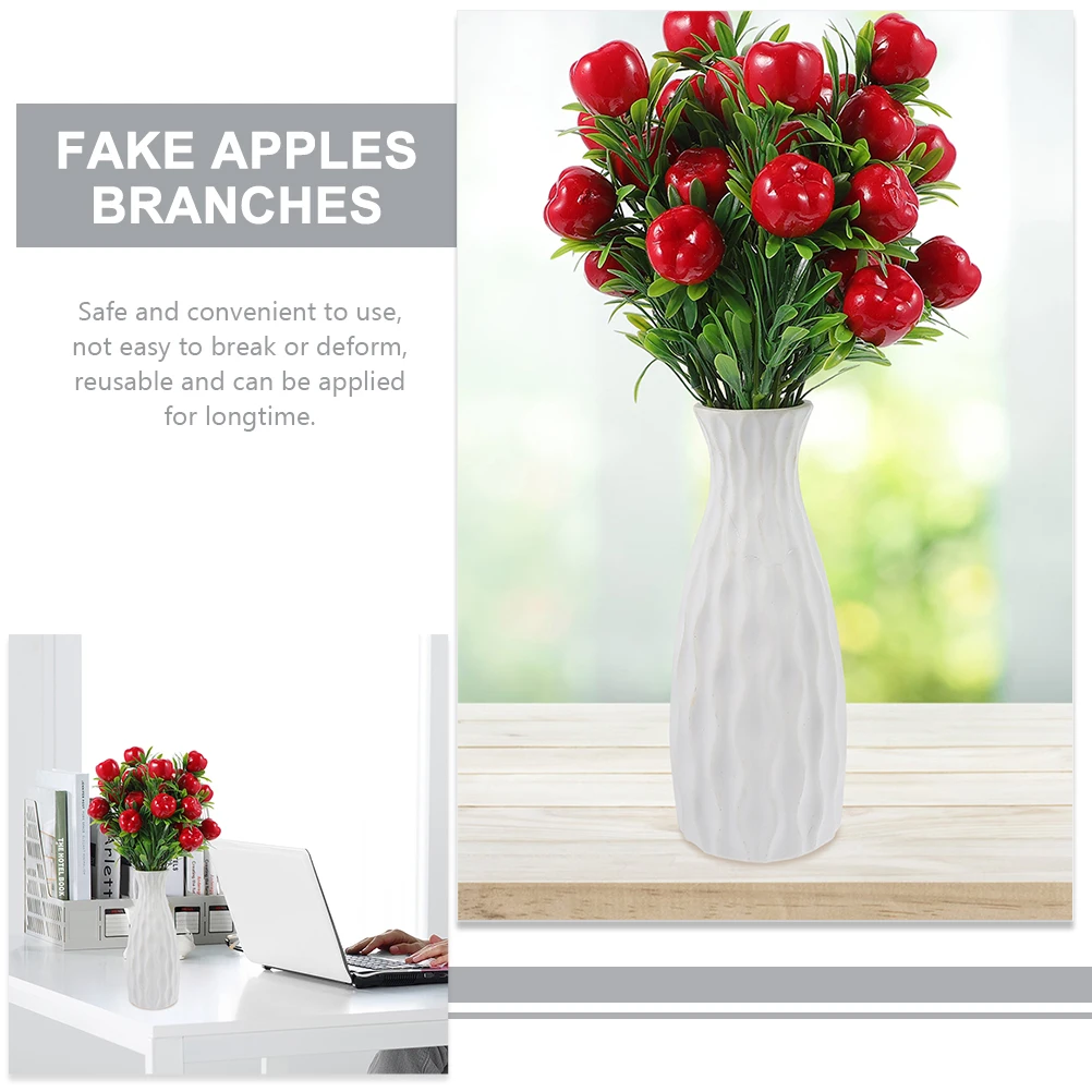 

4 Pcs Artificial Branches Lifelike Faux Fruit Decorations RedAppleGreen Plant Home Party Wedding Photography