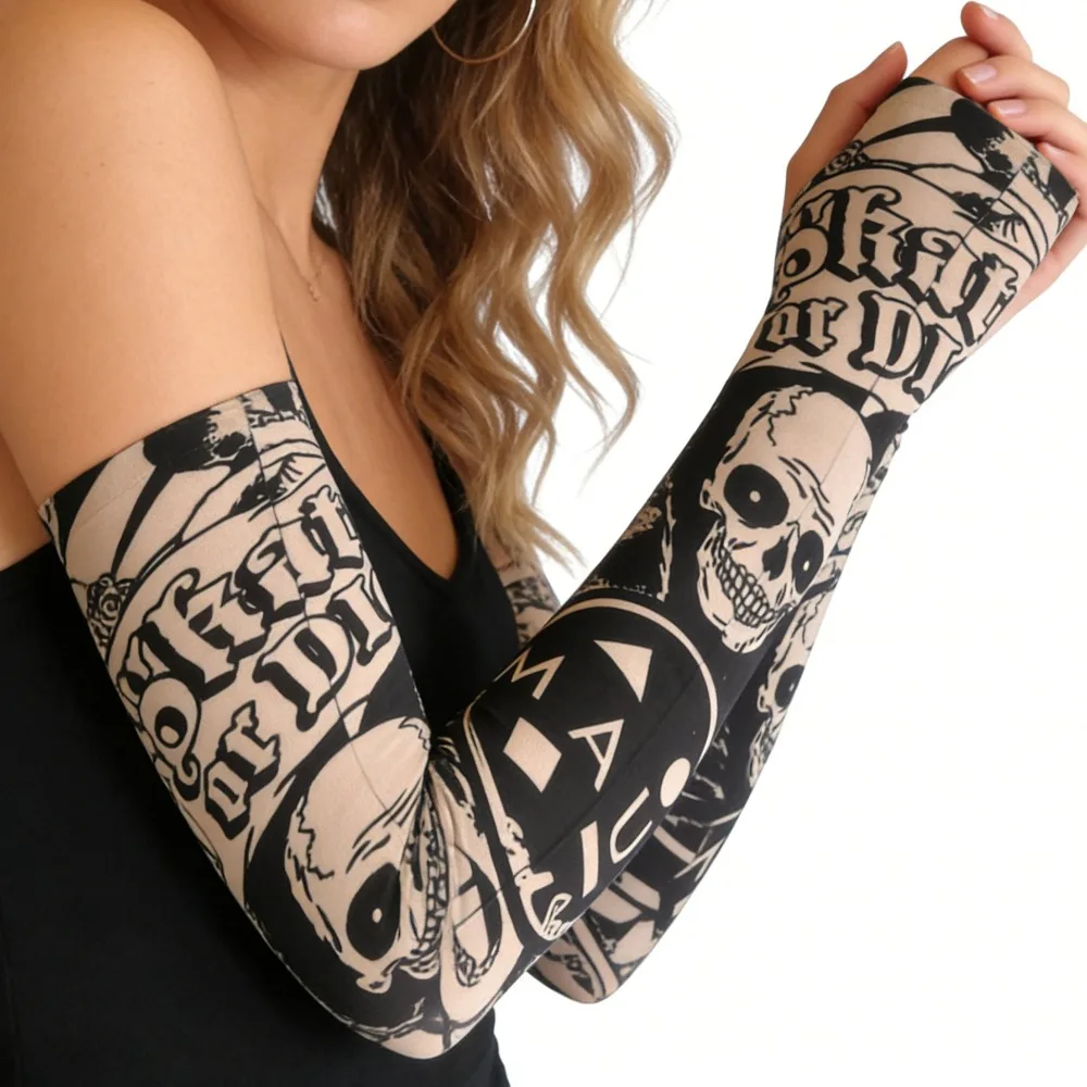 

2 Pcs Breathable Seamless Tattoo Arm Sleeves Sun Protection for Men Women Cycling