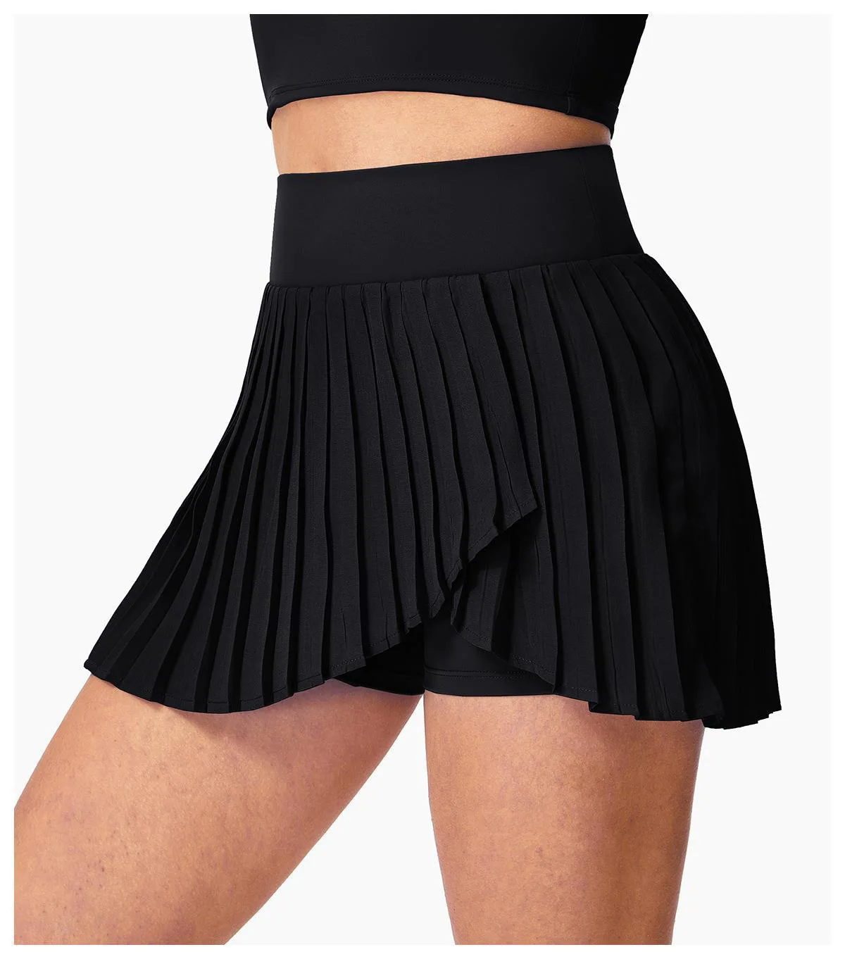 Women's Solid Color High Waist Pleated Skirts Inner Pocket Quick Dry Sports Shorts Running Fitness Mini Skirts