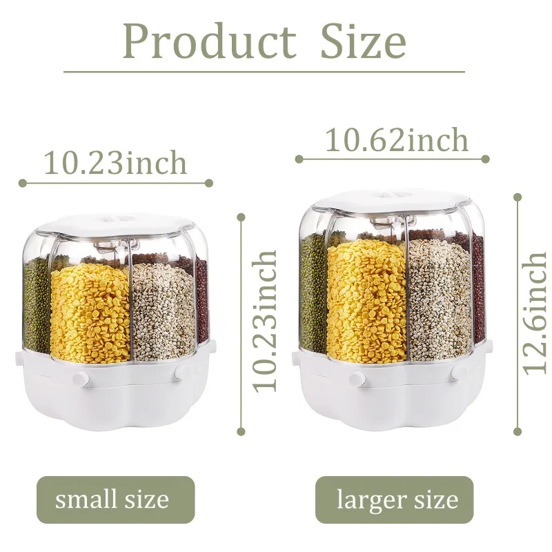 Rotating Cereal Dispenser Large Capacity Food Dispenser Plastic Clear Sealed Grain Container Rice Tank Kitchen Organizer Tool