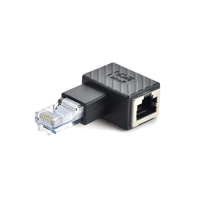 90 Degree Right Angle RJ45 Male to Female Adapter Elbow Network Ethernet Extension Connector Plug