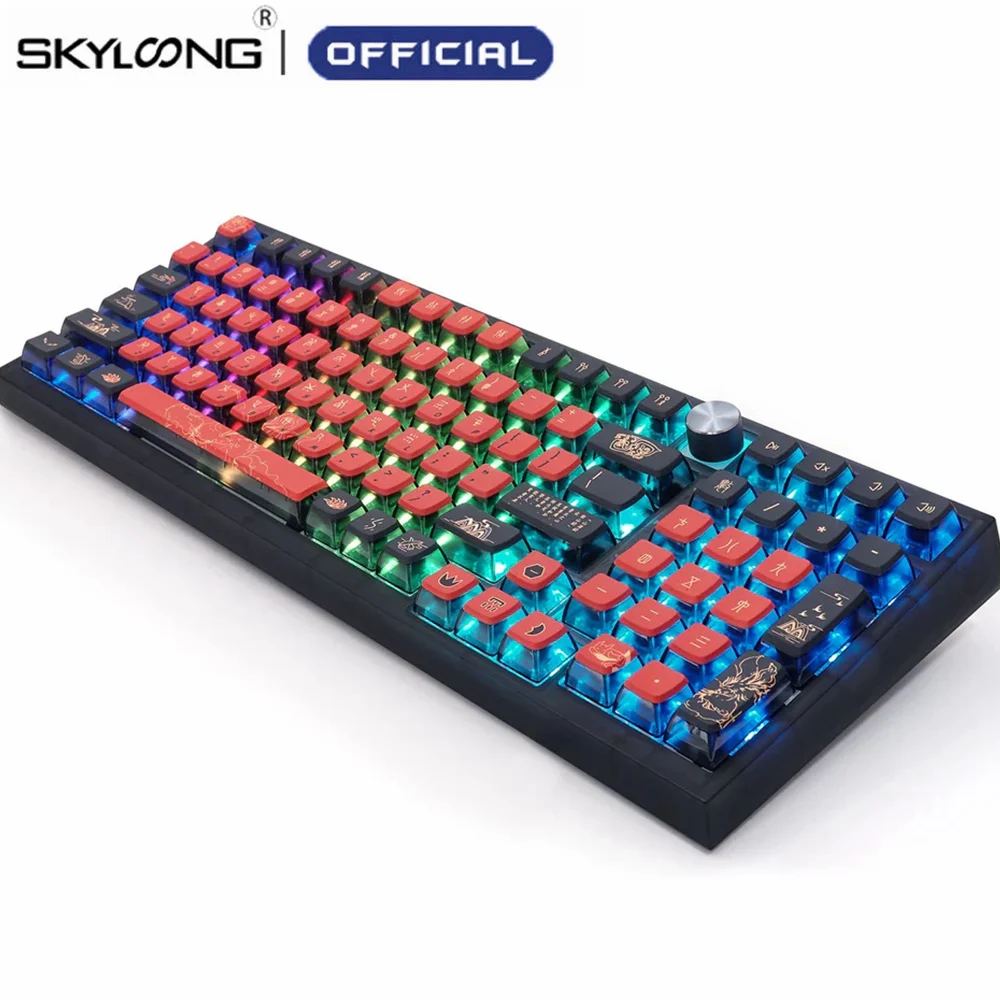 

SKYLOONG GK980 JIUWEI Mechanical Knobs Keyboard 98 Keys Retro Layout RGB Backlist Pudding Hot Swappable Optical Gaming Keyboards