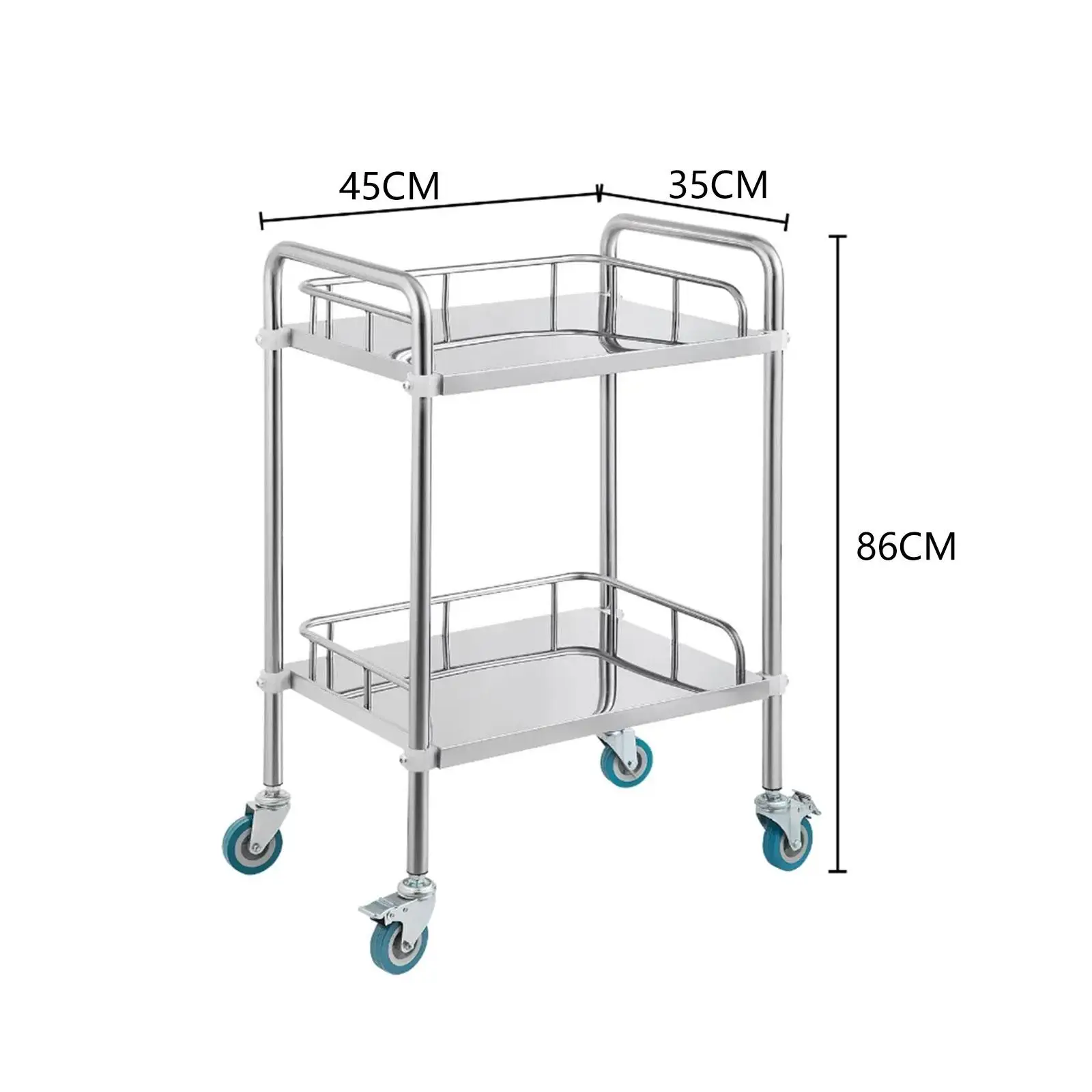 Stainless Steel Rolling Cart Utility Cart Salon Trolley Medical Treatment Cart Three-Layer Instrument Trolley for Lab Equipment