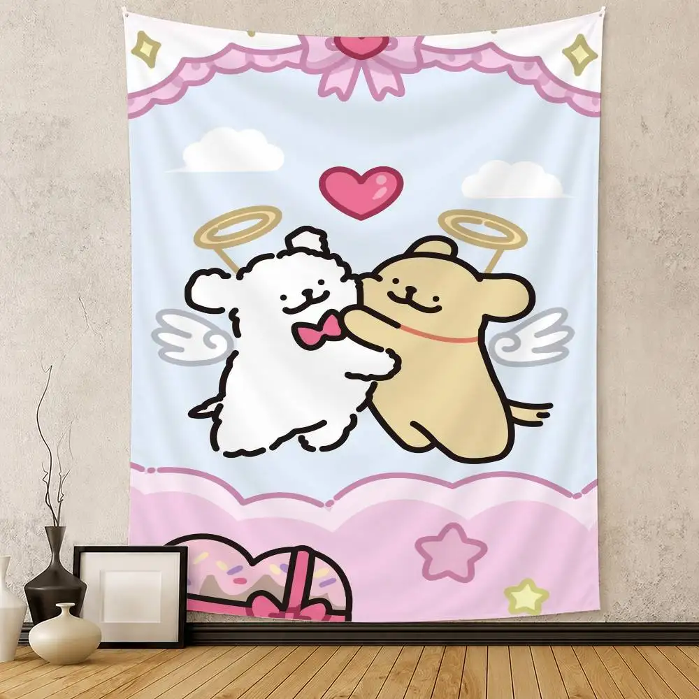 Cartoon Line M-Maltese Dogs Flag Digital Printing Banner for Garage Wall Out Door Decoration