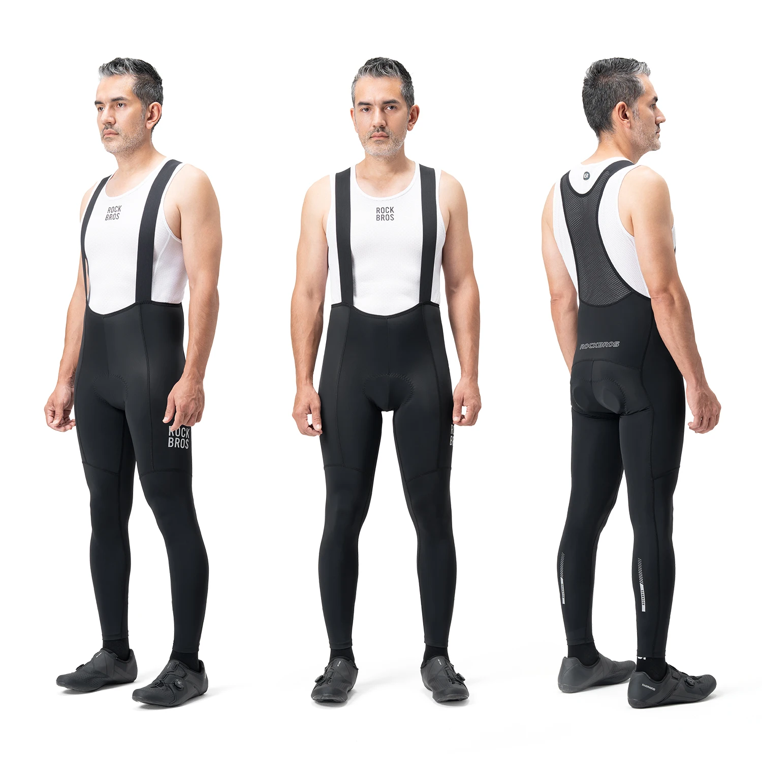 ROCKBROS Cycling Bib Pants High Elastic Comfortable Men Bicycle Pants Outdoor Quick Dry Breathable  Tights Reflective Bib Pants