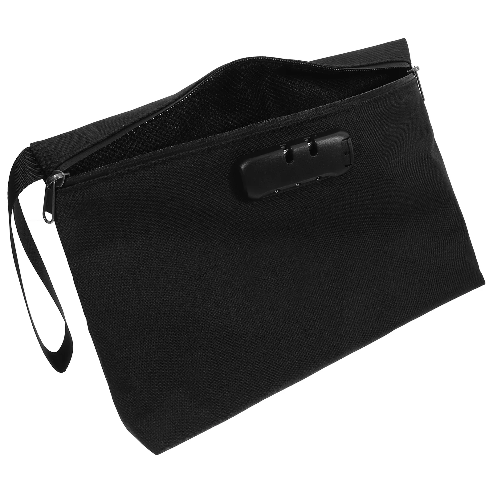 

Secure Locking Document With Combination Lock Splashproof Storage Pouch A4 Files Cash Phone Tablet Credit Cards Black Portable