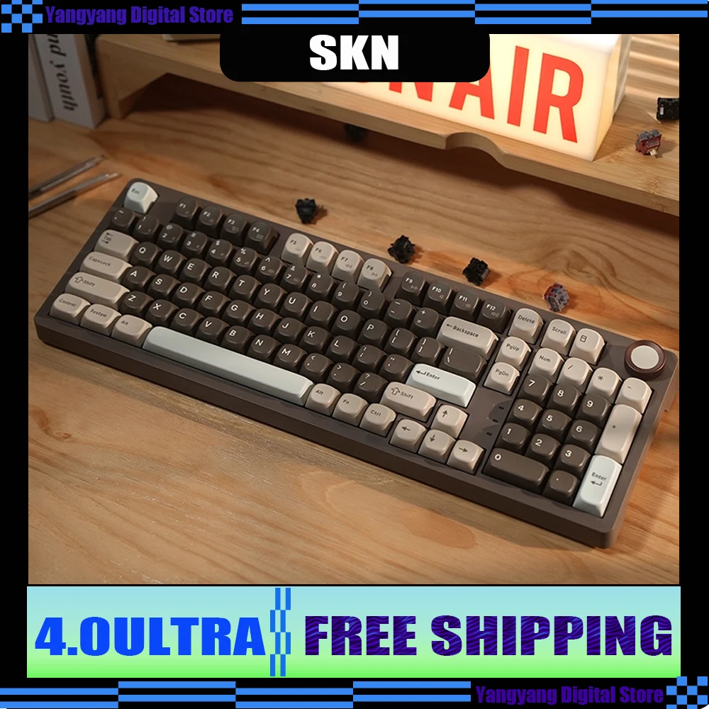 

SKN Qinglong 4.0Ultra Механическая клавиатура с ручкой и двойной прокладкой 8K Беспроводная трехмодельная игровая клавиатура с возможностью горячей замены RGB Аксессуар для ПК