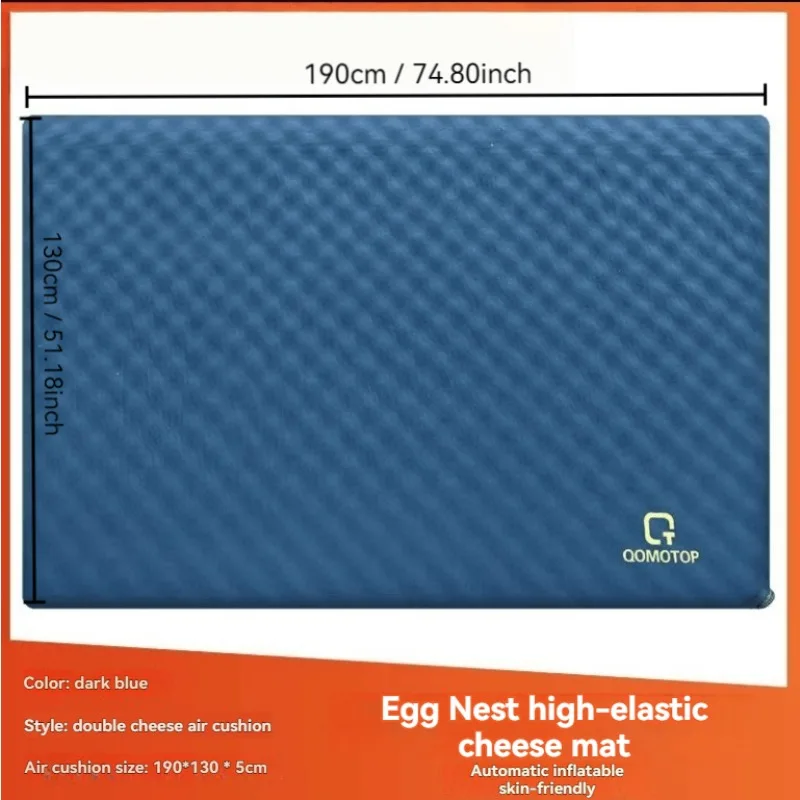 Blue camping sleeping mat, camping self-inflating mattress, suitable for outdoor camping