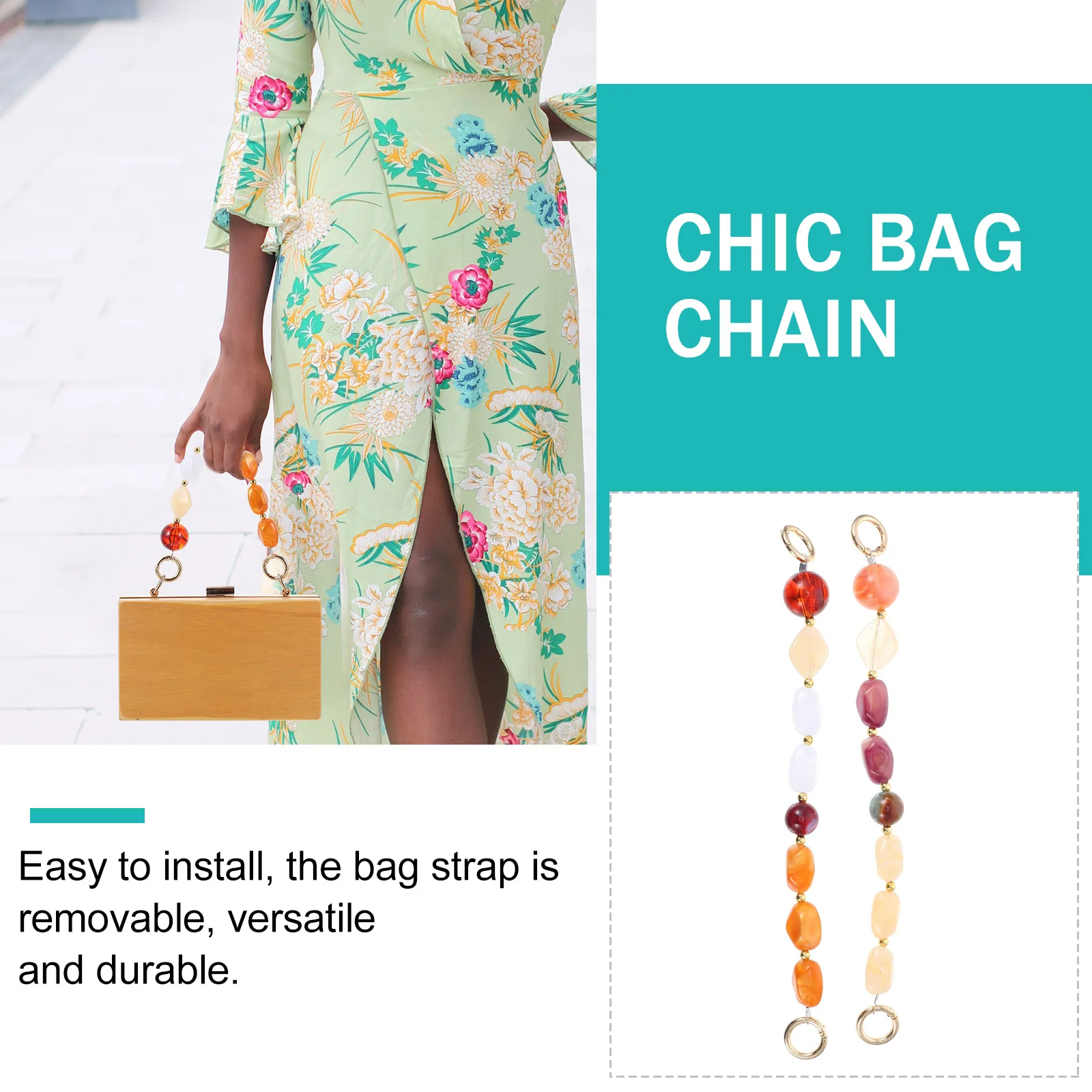 2 szt. Żywiczny łańcuszek do torebki, stylowy pasek z imitacji kamienia, zamiennik do torebek, toreb na ramię, kopertówek, dekoracja DIY, żywiczny łańcuszek do torebki