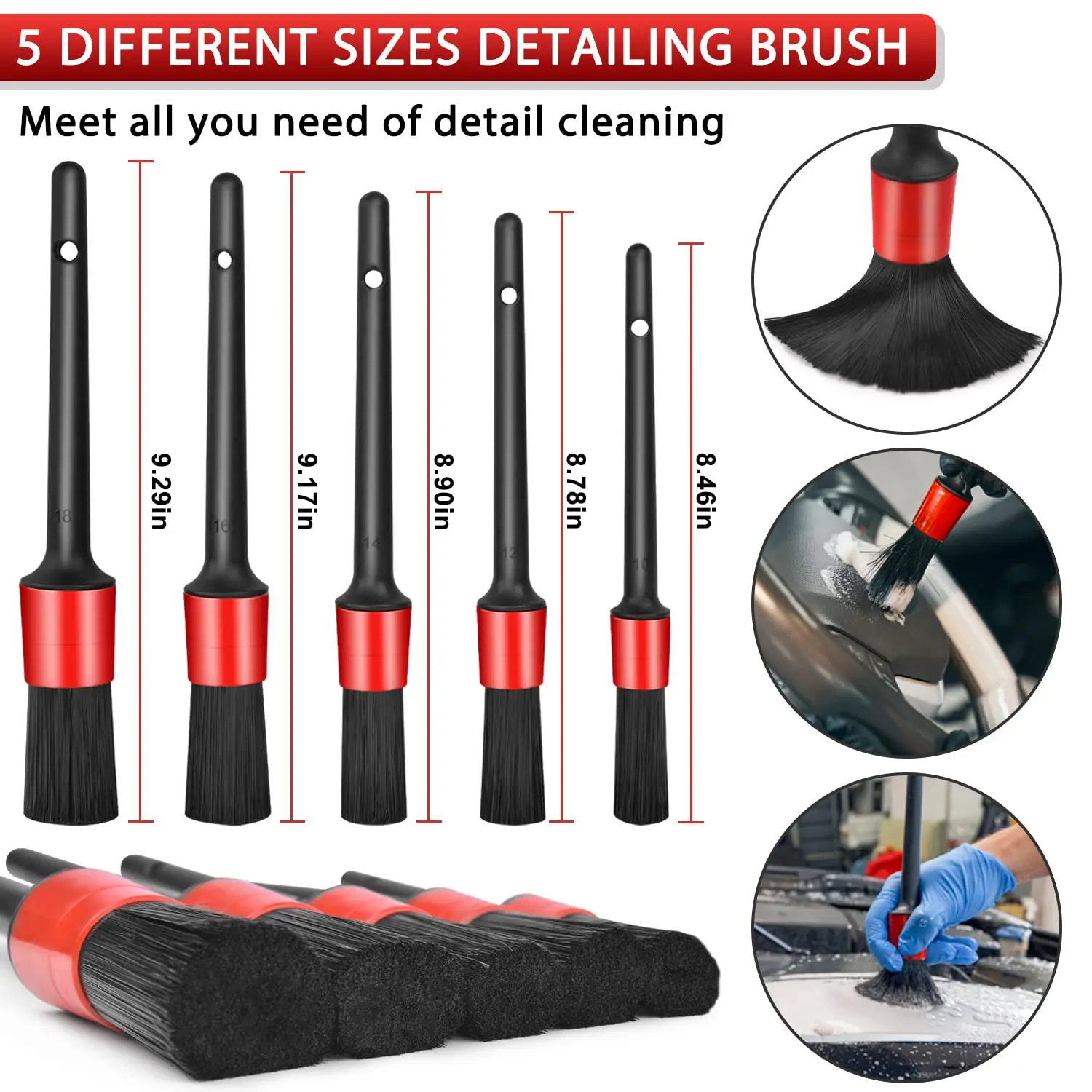 10Pcs/16Pcs Car Wheel Tire Detailing Brush Set with Car Detailing Brushes Long Handle Rim Wheel Brush & Short Handle Tire Brush