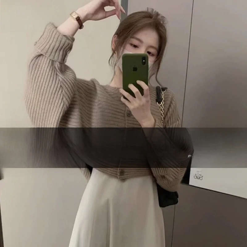 

Ретро-кардиган в японском стиле, вязаный, открытый, женский, весенне-осенний, повседневный, уникальный дизайн, мягкий свитер-жакет